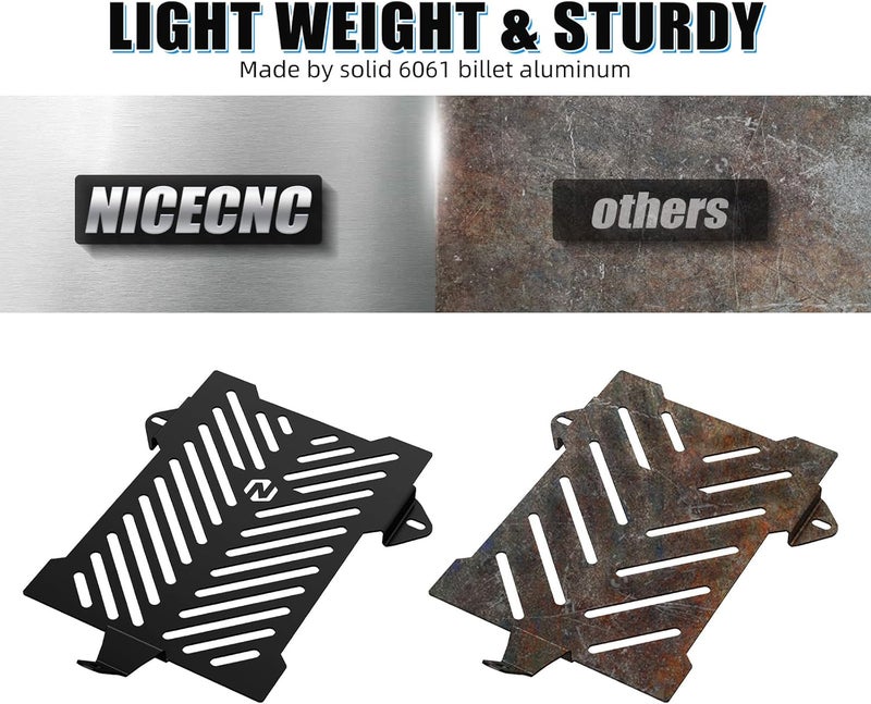 NICECNC Radiator Guard Radiator Shield Aluminum Compatible with Yamaha Raptor 700 YFM700 2013 2014 2015 2016 2017 2018 2019 2020-2026, Raptor 700R YFM700R 2013-2026, Replacement for RAD0152BK, Black - Image 4